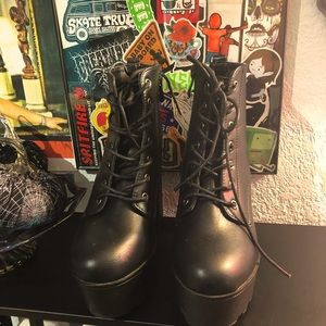 Goth Black Platform Heeled Boots